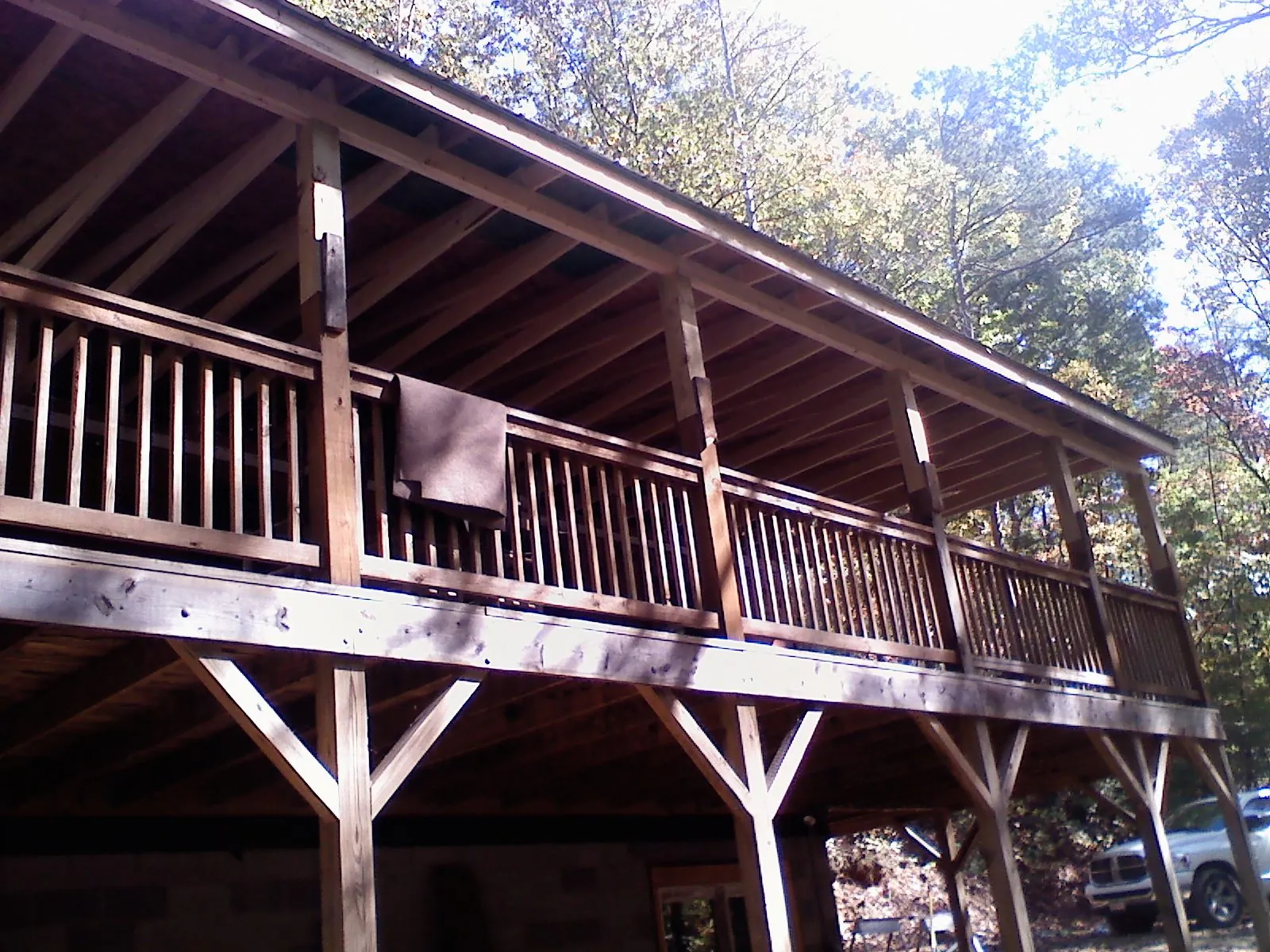 Timber framing under a new elevated porch and deck in Nahant